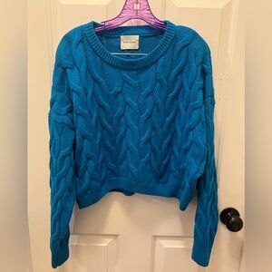 🌹 EUC Pink Rose Cropped Cable Knit Sweater - Sz Large